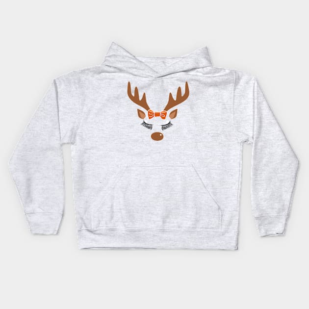 Christmas Time Cute Reindeer Kids Hoodie by Hariolf´s Mega Store